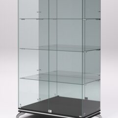 Витрина стеклянная ПРИМАВЕРА КЛАССИК №7 (с дверками, задняя стенка - зеркало), Черный и Белый