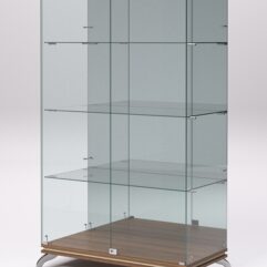 Витрина стеклянная ПРИМАВЕРА КЛАССИК №7 (с дверками, задняя стенка - зеркало), Орех и Дуб Сонома