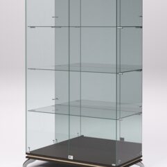 Витрина стеклянная ПРИМАВЕРА КЛАССИК №7 (с дверками, задняя стенка - зеркало), Дуб Венге и Дуб Сонома