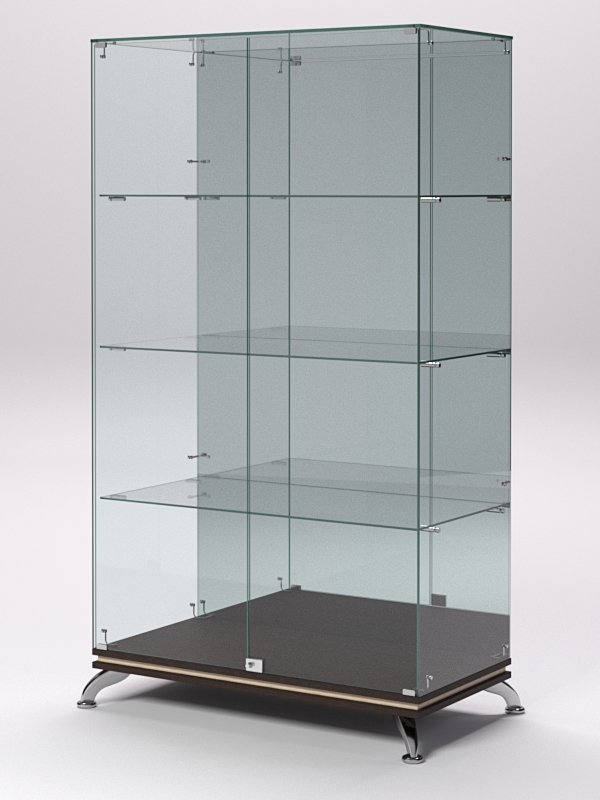 Витрина стеклянная ПРИМАВЕРА КЛАССИК №7 (с дверками, задняя стенка - зеркало), Дуб Венге и Дуб Сонома