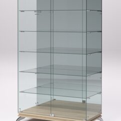 Витрина стеклянная ПРИМАВЕРА КЛАССИК №507 (с дверками, задняя стенка - зеркало), Дуб Сонома