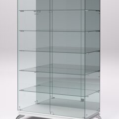 Витрина стеклянная ПРИМАВЕРА КЛАССИК №507 (с дверками, задняя стенка - зеркало), Белый