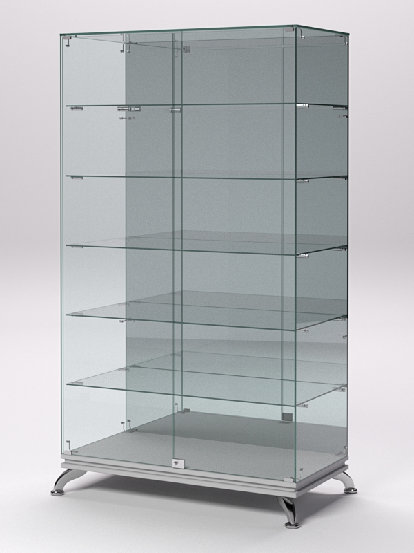 Витрина стеклянная ПРИМАВЕРА КЛАССИК №507 (с дверками, задняя стенка - зеркало), Серый