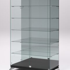 Витрина стеклянная ПРИМАВЕРА КЛАССИК №507 (с дверками, задняя стенка - зеркало), Черный