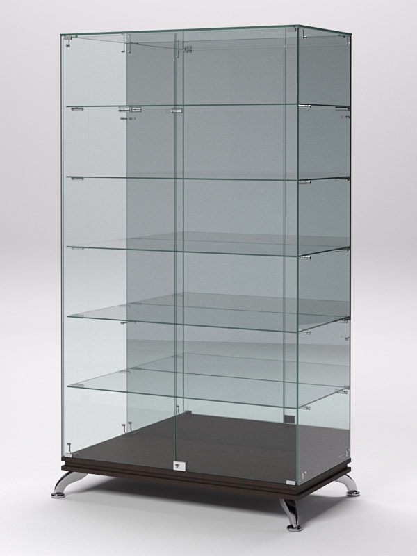 Витрина стеклянная ПРИМАВЕРА КЛАССИК №507 (с дверками, задняя стенка - зеркало), Дуб Венге