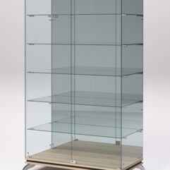 Витрина стеклянная ПРИМАВЕРА КЛАССИК №507 (с дверками, задняя стенка - зеркало), Дуб Сонома и Дуб Венге