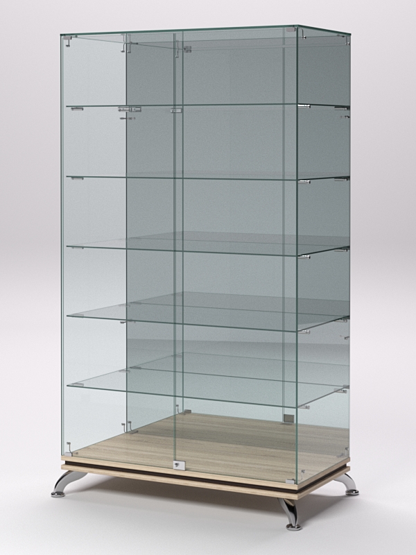 Витрина стеклянная ПРИМАВЕРА КЛАССИК №507 (с дверками, задняя стенка - зеркало), Дуб Сонома и Дуб Венге