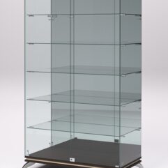 Витрина стеклянная ПРИМАВЕРА КЛАССИК №507 (с дверками, задняя стенка - зеркало), Дуб Венге и Дуб Сонома