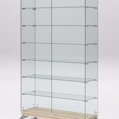 Витрина стеклянная ПРИМАВЕРА КЛАССИК №9 (с дверками, задняя стенка - стекло), Дуб Сонома