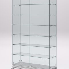 Витрина стеклянная ПРИМАВЕРА КЛАССИК №9 (с дверками, задняя стенка - стекло), Серый