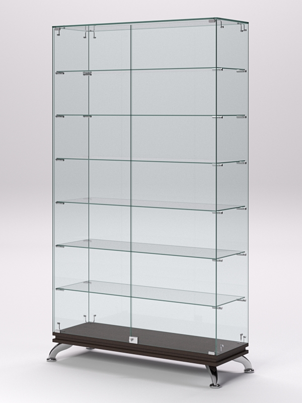 Витрина стеклянная ПРИМАВЕРА КЛАССИК №9 (с дверками, задняя стенка - стекло), Дуб Венге