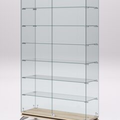 Витрина стеклянная ПРИМАВЕРА КЛАССИК №9 (с дверками, задняя стенка - стекло), Дуб Сонома и Дуб Венге