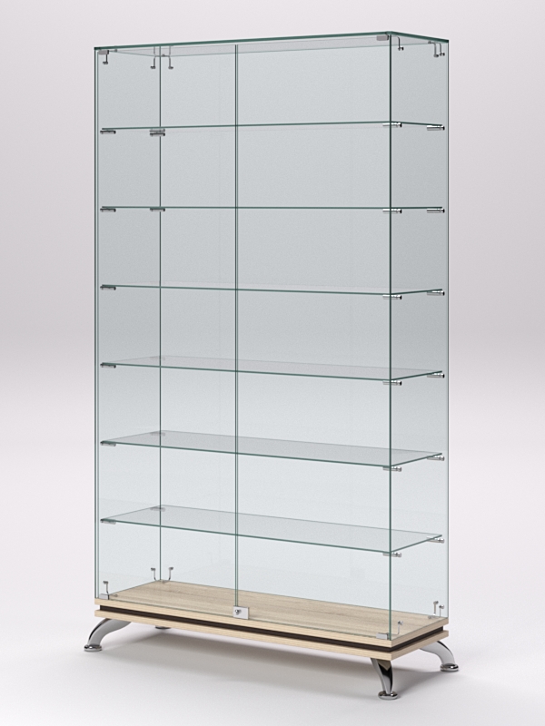 Витрина стеклянная ПРИМАВЕРА КЛАССИК №9 (с дверками, задняя стенка - стекло), Дуб Сонома и Дуб Венге