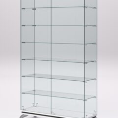 Витрина стеклянная ПРИМАВЕРА КЛАССИК №9 (с дверками, задняя стенка - стекло), Белый и Черный