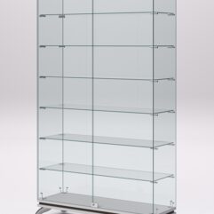 Витрина стеклянная ПРИМАВЕРА КЛАССИК №9 (с дверками, задняя стенка - стекло), Серый и Дуб Венге