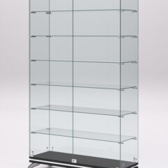 Витрина стеклянная ПРИМАВЕРА КЛАССИК №9 (с дверками, задняя стенка - стекло), Черный и Белый