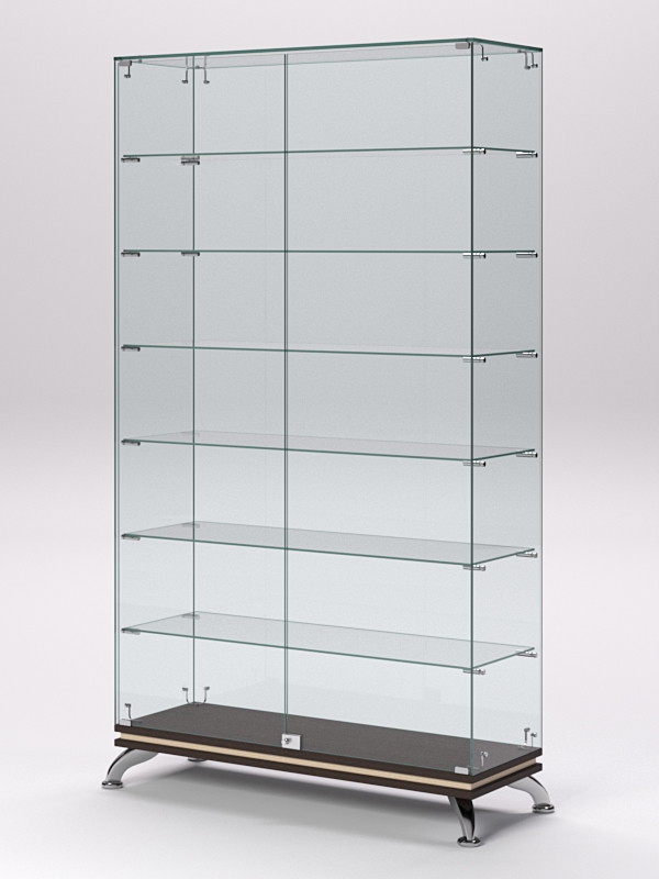 Витрина стеклянная ПРИМАВЕРА КЛАССИК №9 (с дверками, задняя стенка - стекло), Дуб Венге и Дуб Сонома