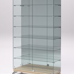 Витрина стеклянная ПРИМАВЕРА КЛАССИК №11 (с дверками, задняя стенка - зеркало), Дуб Сонома