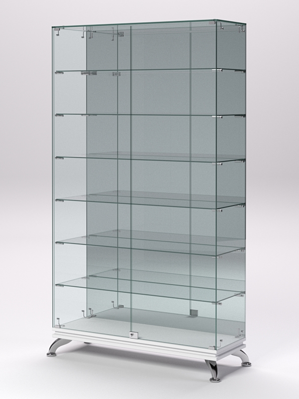 Витрина стеклянная ПРИМАВЕРА КЛАССИК №11 (с дверками, задняя стенка - зеркало), Белый