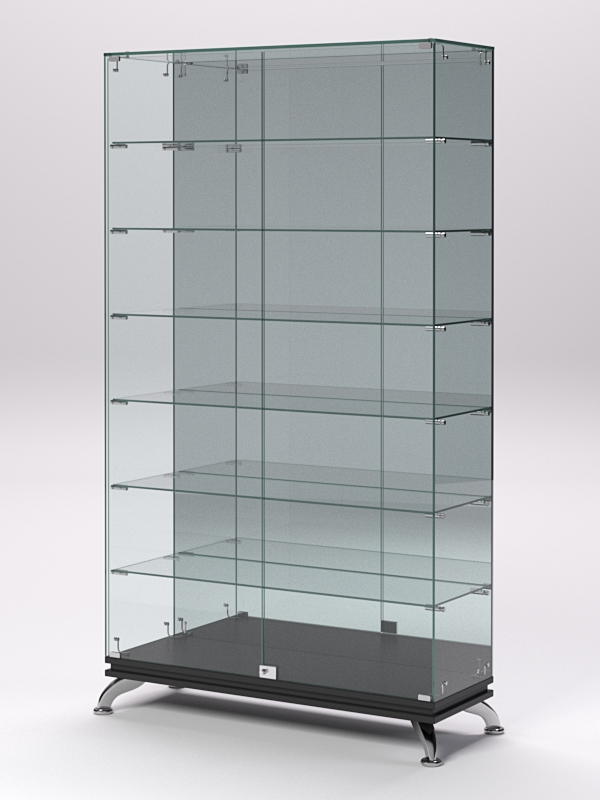 Витрина стеклянная ПРИМАВЕРА КЛАССИК №11 (с дверками, задняя стенка - зеркало), Черный