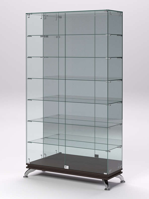 Витрина стеклянная ПРИМАВЕРА КЛАССИК №11 (с дверками, задняя стенка - зеркало), Дуб Венге