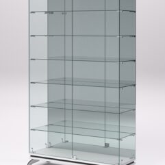 Витрина стеклянная ПРИМАВЕРА КЛАССИК №11 (с дверками, задняя стенка - зеркало), Белый и Черный