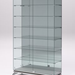 Витрина стеклянная ПРИМАВЕРА КЛАССИК №11 (с дверками, задняя стенка - зеркало), Серый и Дуб Венге