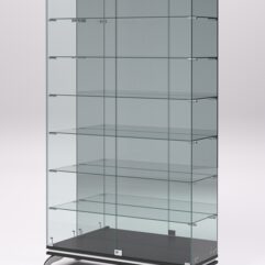 Витрина стеклянная ПРИМАВЕРА КЛАССИК №11 (с дверками, задняя стенка - зеркало), Черный и Белый