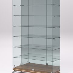 Витрина стеклянная ПРИМАВЕРА КЛАССИК №11 (с дверками, задняя стенка - зеркало), Орех и Дуб Сонома