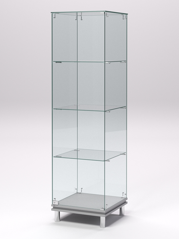 Витрина стеклянная ПРИМАВЕРА МОДЕРН №1 (с дверкой, задняя стенка - стекло), Серый
