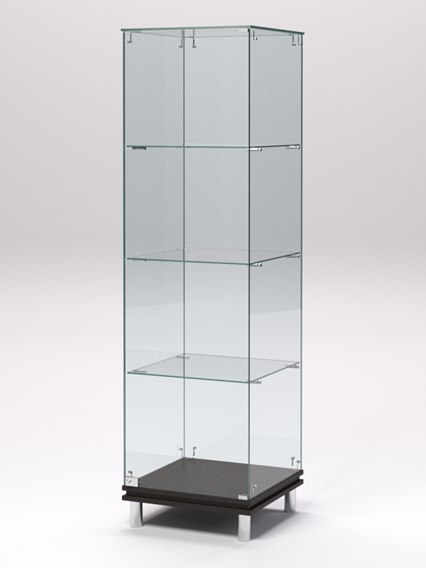 Витрина стеклянная ПРИМАВЕРА МОДЕРН №1 (с дверкой, задняя стенка - стекло), Дуб Венге