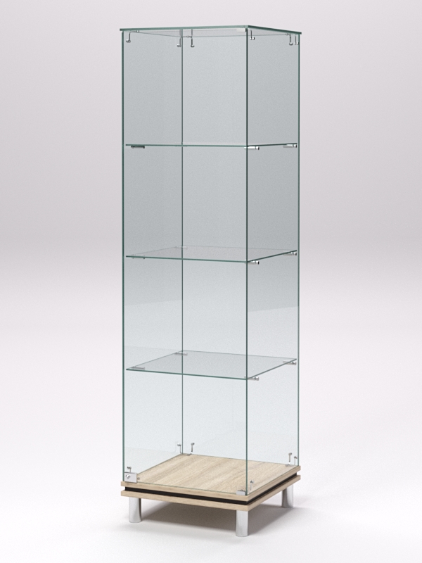 Витрина стеклянная ПРИМАВЕРА МОДЕРН №1 (с дверкой, задняя стенка - стекло), Дуб Сонома и Дуб Венге