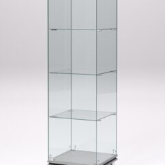 Витрина стеклянная ПРИМАВЕРА МОДЕРН №1 (с дверкой, задняя стенка - стекло), Серый и Дуб Венге