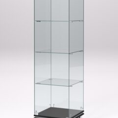 Витрина стеклянная ПРИМАВЕРА МОДЕРН №1 (с дверкой, задняя стенка - стекло), Черный и Белый