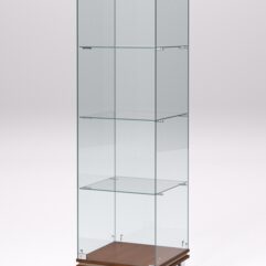 Витрина стеклянная ПРИМАВЕРА МОДЕРН №1 (с дверкой, задняя стенка - стекло), Орех и Дуб Сонома