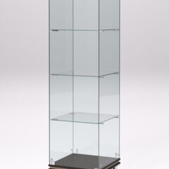 Витрина стеклянная ПРИМАВЕРА МОДЕРН №1 (с дверкой, задняя стенка - стекло), Дуб Венге и Дуб Сонома