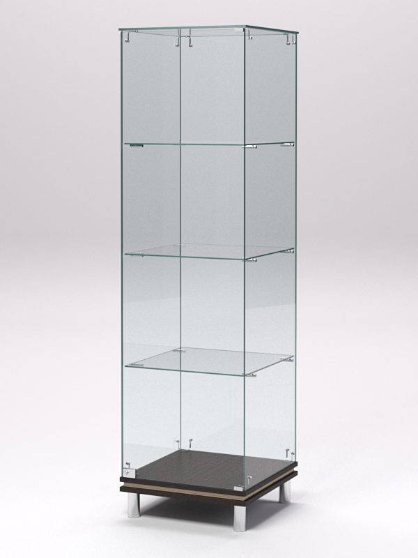 Витрина стеклянная ПРИМАВЕРА МОДЕРН №1 (с дверкой, задняя стенка - стекло), Дуб Венге и Дуб Сонома