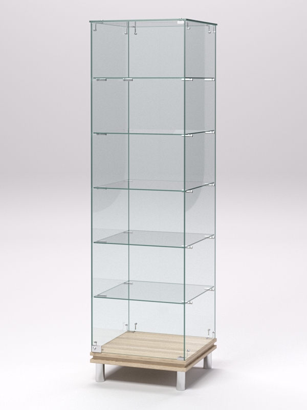 Витрина стеклянная ПРИМАВЕРА МОДЕРН №501 (с дверкой, задняя стенка - стекло), Дуб Сонома