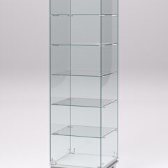 Витрина стеклянная ПРИМАВЕРА МОДЕРН №501 (с дверкой, задняя стенка - стекло), Белый