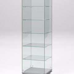Витрина стеклянная ПРИМАВЕРА МОДЕРН №501 (с дверкой, задняя стенка - стекло), Серый
