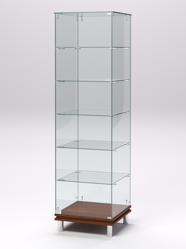 Витрина стеклянная ПРИМАВЕРА МОДЕРН №501 (с дверкой, задняя стенка - стекло), Орех