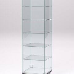 Витрина стеклянная ПРИМАВЕРА МОДЕРН №501 (с дверкой, задняя стенка - стекло), Белый и Черный