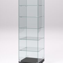 Витрина стеклянная ПРИМАВЕРА МОДЕРН №501 (с дверкой, задняя стенка - стекло), Черный и Белый