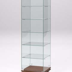 Витрина стеклянная ПРИМАВЕРА МОДЕРН №501 (с дверкой, задняя стенка - стекло), Орех и Дуб Сонома