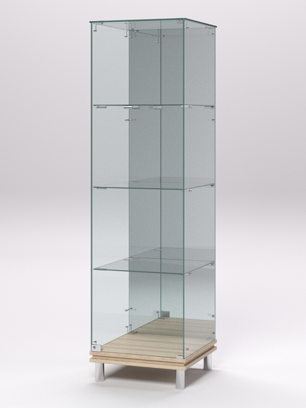 Витрина стеклянная ПРИМАВЕРА МОДЕРН №3 (с дверкой, задняя стенка - зеркало), Дуб Сонома