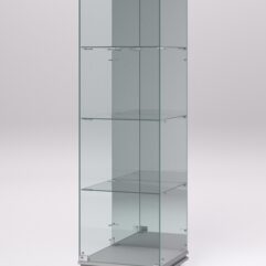 Витрина стеклянная ПРИМАВЕРА МОДЕРН №3 (с дверкой, задняя стенка - зеркало), Серый