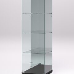 Витрина стеклянная ПРИМАВЕРА МОДЕРН №3 (с дверкой, задняя стенка - зеркало), Черный