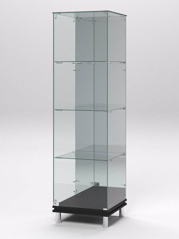 Витрина стеклянная ПРИМАВЕРА МОДЕРН №3 (с дверкой, задняя стенка - зеркало), Черный