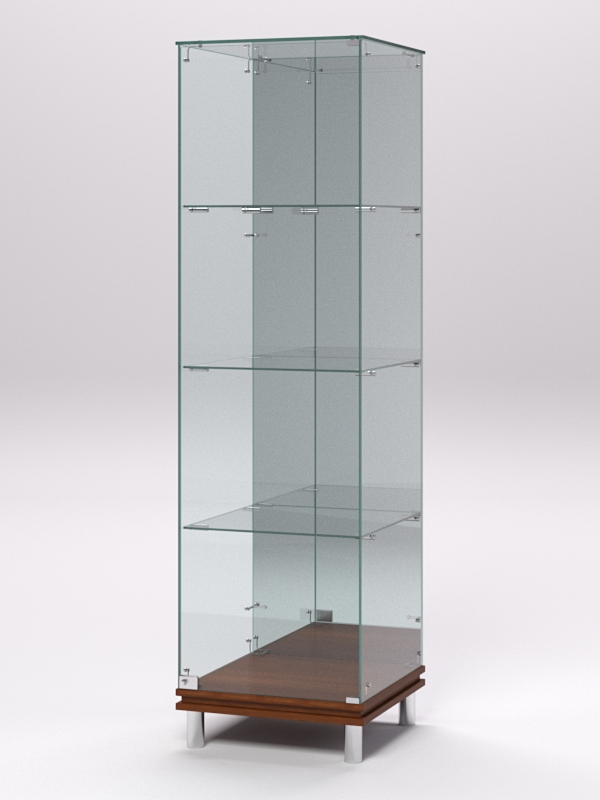 Витрина стеклянная ПРИМАВЕРА МОДЕРН №3 (с дверкой, задняя стенка - зеркало), Орех
