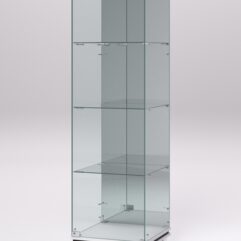 Витрина стеклянная ПРИМАВЕРА МОДЕРН №3 (с дверкой, задняя стенка - зеркало), Белый и Черный